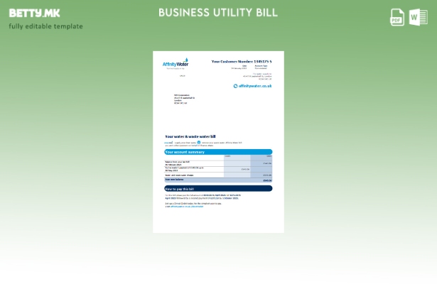 Модерен стил шаблон за деловни сметки за комунални услуги Affinity Water